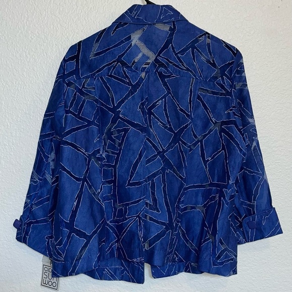 NWT CLARA SUN WOO Women’s L Royal Blue Lightweight Linen Blend Blazer - Picture 4 of 4